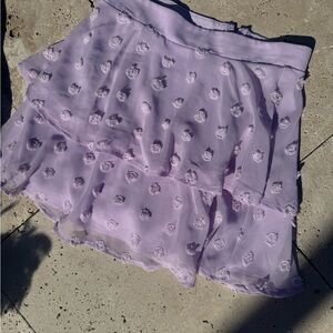 Blue Rain Lilac Tiered Pom-Pom Mini Skirt